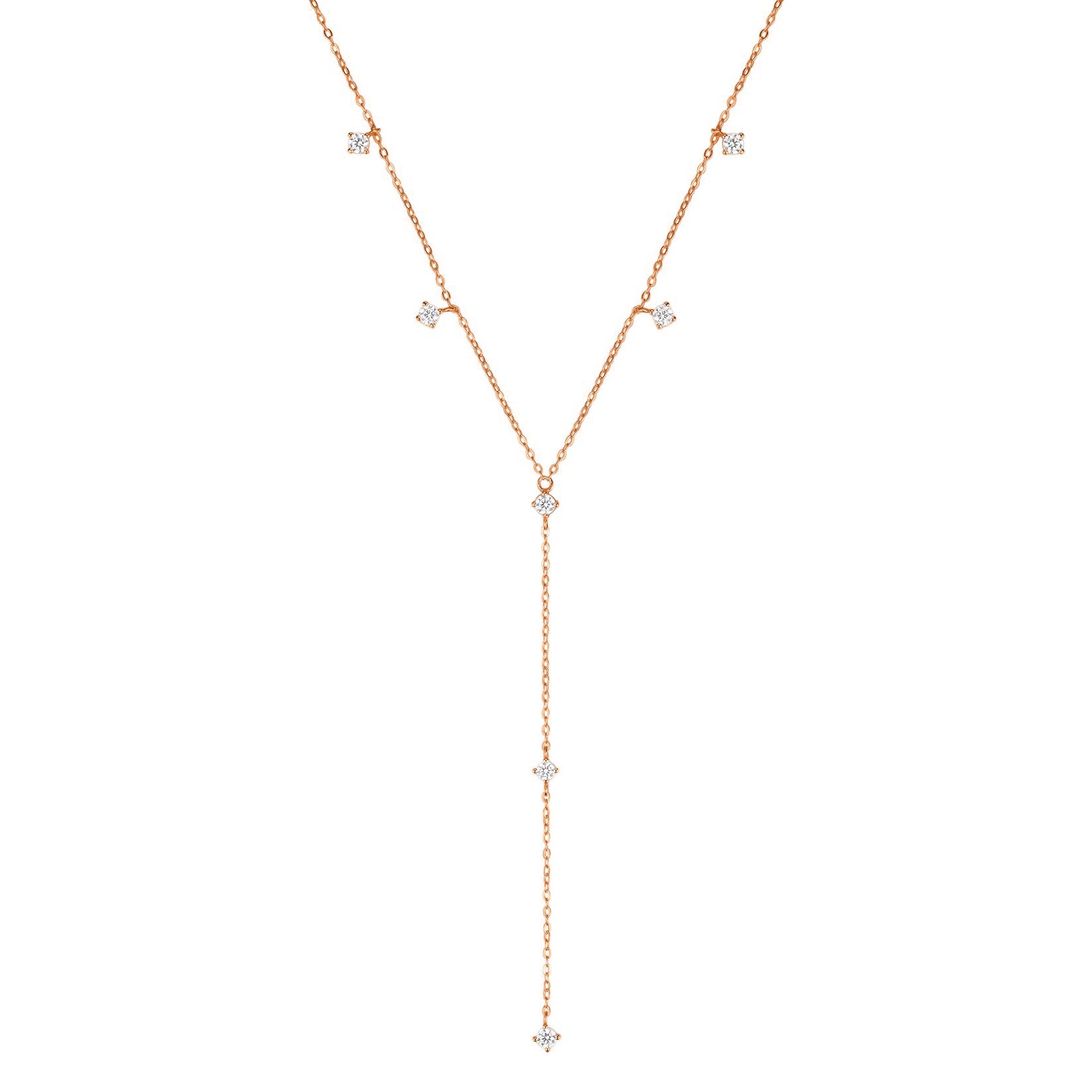 Ellipse Y Chain Necklace Sterling Silver Gold